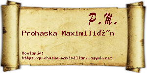 Prohaska Maximilián névjegykártya